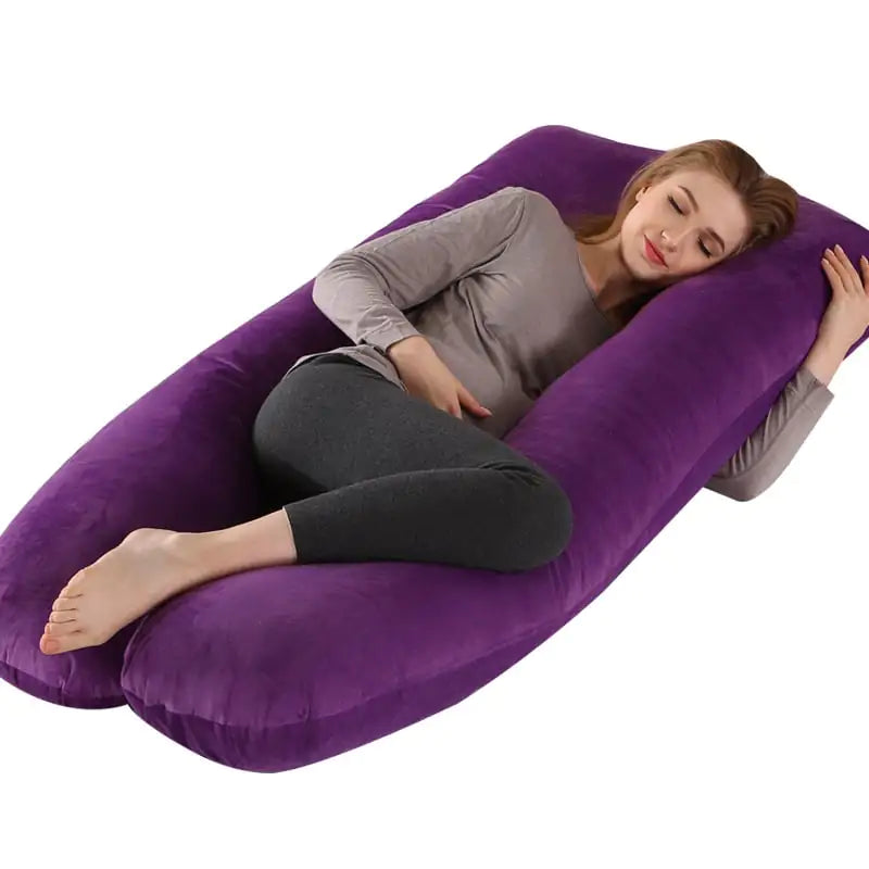 U-Shaped Pure Cotton Maternity Pillow in Solid Color